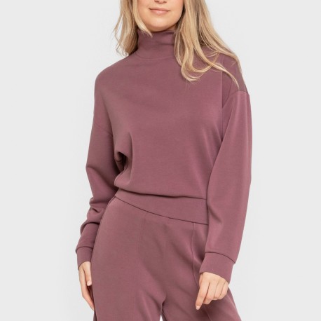 Sudadera cuello subido fluida mujer