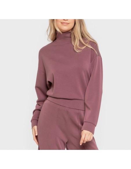 Sudadera cuello subido fluida mujer