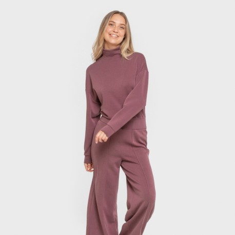 Sudadera cuello subido fluida mujer