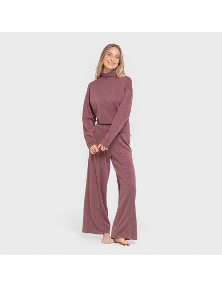 Sudadera cuello subido fluida mujer