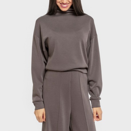 Sudadera cuello subido fluida mujer