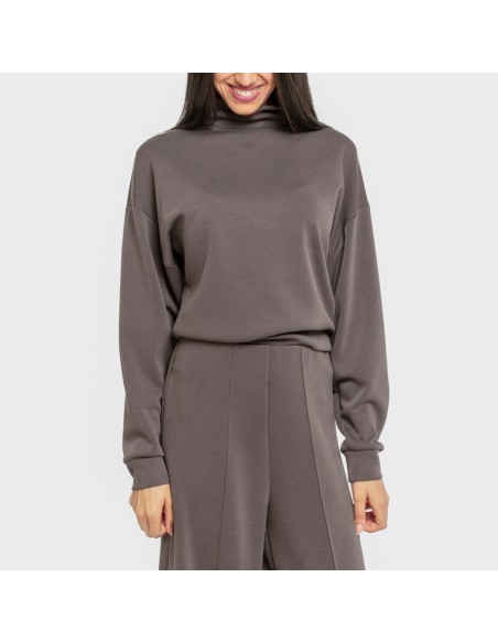 Sudadera cuello subido fluida mujer