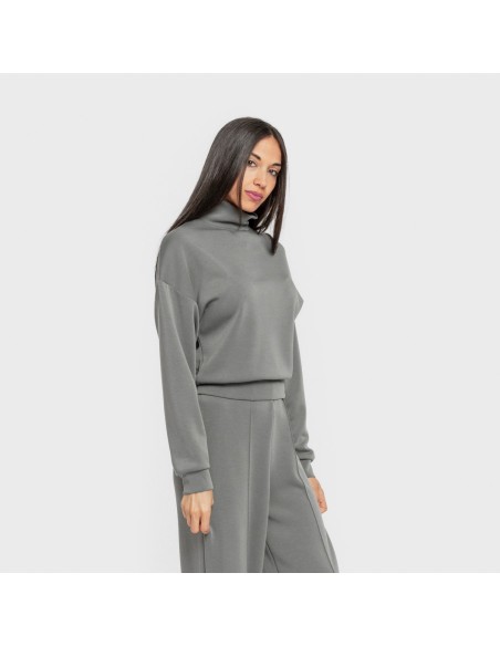 Sudadera cuello subido fluida mujer