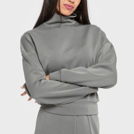 Sudadera cuello subido fluida mujer
