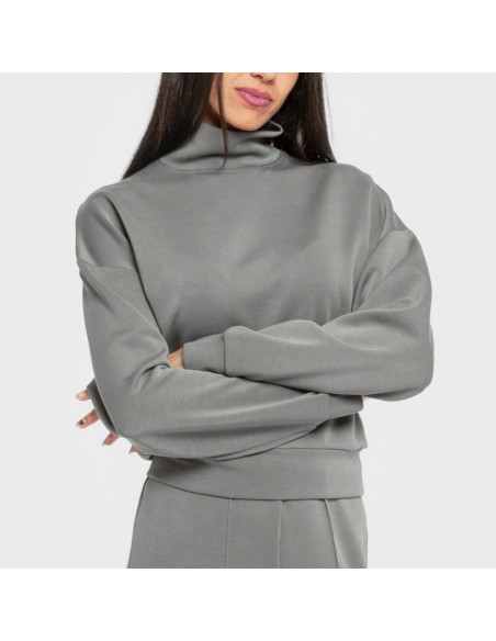 Sudadera cuello subido fluida mujer