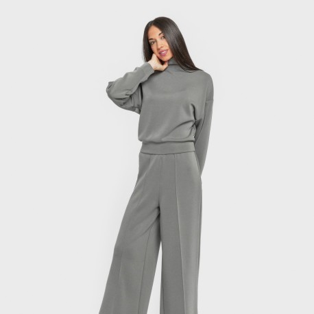 Sudadera cuello subido fluida mujer