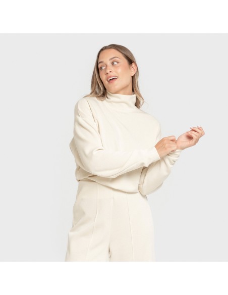 Sudadera cuello subido fluida mujer