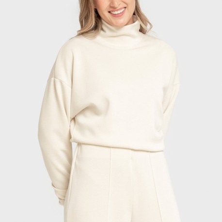 Sudadera cuello subido fluida mujer