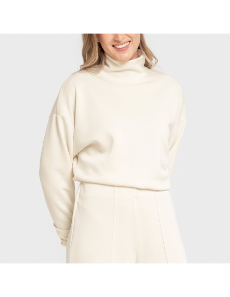 Sudadera cuello subido fluida mujer