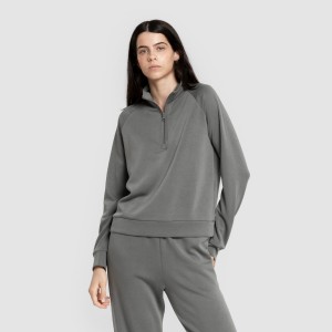 Sudadera media cremallera fluida mujer