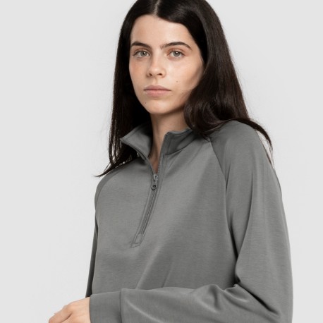 Sudadera media cremallera fluida mujer