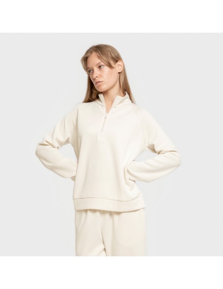 Sudadera media cremallera fluida mujer
