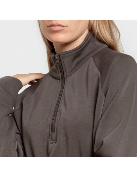 Sudadera media cremallera fluida mujer