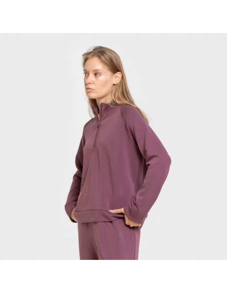 Sudadera media cremallera fluida mujer
