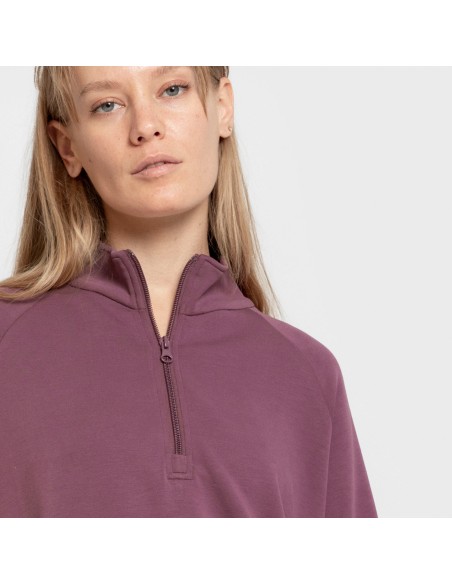 Sudadera media cremallera fluida mujer