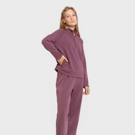 Sudadera media cremallera fluida mujer