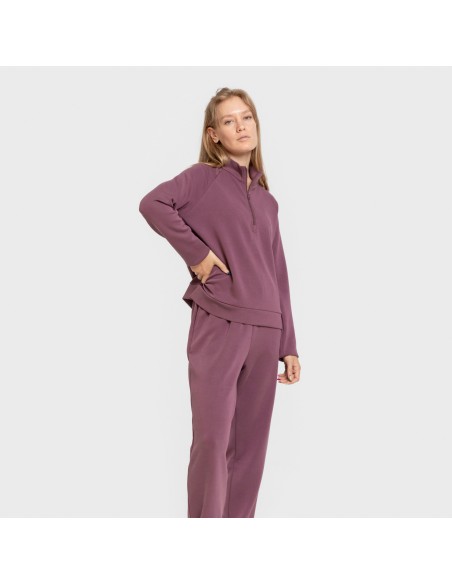 Sudadera media cremallera fluida mujer