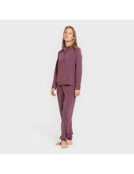 Sudadera media cremallera fluida mujer