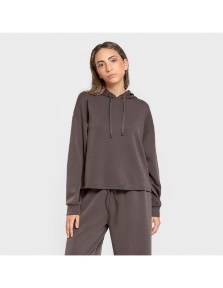 Sudadera capucha fluida mujer