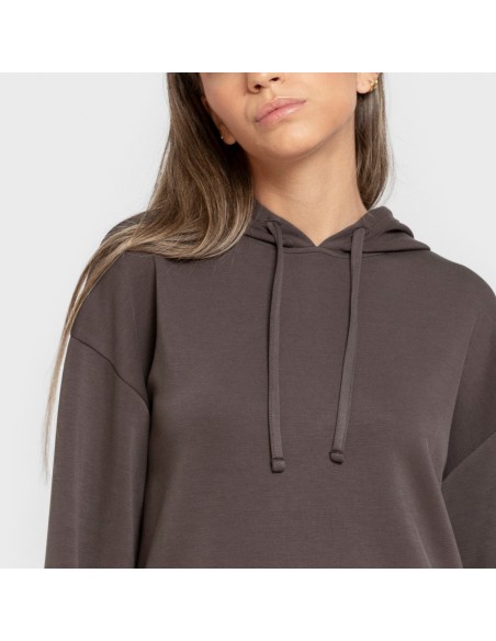 Sudadera capucha fluida mujer
