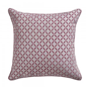 Cojín jacquard chenilla Elsa malvarosa/blanco funda + relleno