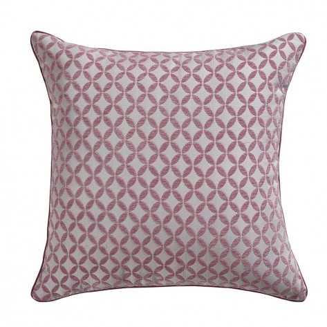 Cojín jacquard chenilla Elsa malvarosa/blanco funda + relleno